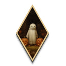 Gothic pumpkin patch spirit in diamond shaped art, a Halloween Canvas Art Print ideal for dark academia or spooky autumn décor