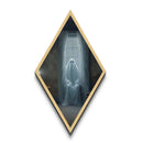 Dark academia spirit seated by window, this Canvas Art Print blends haunted ambiance and Diamond Shaped Art for Halloween gothic interiors