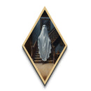 Haunted Victorian staircase ghost scene Canvas Art Print in gothic style with dark academia atmosphere and Diamond Shaped Art