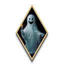 Cute Ghost Halloween Wall Art, Diamond Shaped Art, Canvas Embossed Print, Halloween Decor, Spooky Season Ghost Art, Dark Academia Art