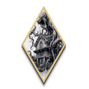 Victorian house engulfed by demonic mist Canvas Art Print with gothic horror swirls in high drama Diamond Shaped Art
