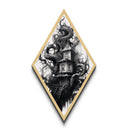 Twisted haunted house overtaken by void Canvas Art Print in dark academia horror theme with Diamond Shaped Art haunted