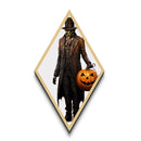 Creepy pumpkin butler holding lantern Canvas Art Print in sinister gothic Halloween aesthetic wrapped in Diamond Shaped Art