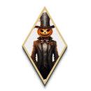 Elegant pumpkinhead in haunted tuxedo Canvas Art Print exuding gothic charm and Halloween mystery through Diamond Shaped Art