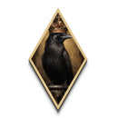 Where'd this crow get a crown? Framed Canvas Embossed Print, Darkacademia Raven print, Halloween Home Decor