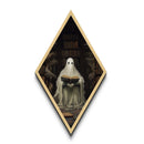 Ghost in Library Reading Surrounded by Tomes Diamond Shaped Art Canvas Embossed Print Gothic Halloween Dark Academia Wall Decor