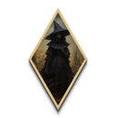 Gothic Witch in Forest Diamond Shaped Art Canvas Embossed Print Dark Academia Halloween Wall Decor Victorian Witchcore Aesthetic