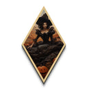 Victorian Pumpkin Witch Diamond Shaped Art Canvas Art Print Halloween Decor Dark Romance Gothic Aesthetic Wall Hanging