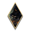 Victorian Witch Brewing Spells Diamond Shaped Art Halloween Decor Canvas Art Print in Dark Academia Gothic Style