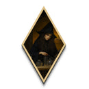 Dark Academia Witchcraft Scene Diamond Shaped Art with Glass Bottles and Spellcasting Canvas Art Print for Haunted Ambiance