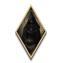 Gothic Spellmaker in Candlelit Workshop Diamond Shaped Art Canvas Embossed Print with Victorian and Halloween Style Elements