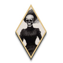 Grim Beauty Diamond Shaped Art Victorian Skeleton Lady Canvas Embossed Print Gothic Halloween Macabre Fine Art Wall Hanging
