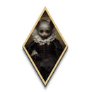 Victorian Bat Portrait, Albino Bat Painting Print, Diamond Shaped Halloween Art