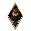 Cute Victorian Vampire Bat Portrait, Diamond Shaped Halloween Decor, Dark Academia Bat Painting Print