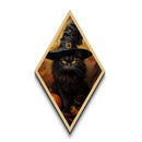 The Witch Cat With Her Jack O Lanterns, Canvas Textured Print, Dark Academia Halloween Art, Victorian Cat Oil Painting, Goth Halloween Decor