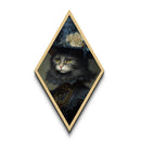 Victorian Cat Portrait Canvas Art Print, Diamond Shaped Wall Art, Spooky Decor, Dark Academia Cat Painting