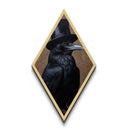 Elegant Crow in Tuxedo and Green Bow Diamond Shaped Art Canvas Art Print Gothic Noir Victorian Halloween Wall Hanging