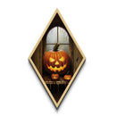 Spooky Halloween Jack O' Lantern Painting Print, Diamond Shaped Wall Art, Canvas Textured Art Print