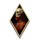 Regal Skull in Golden Crimson Suit Diamond Shaped Art Canvas Embossed Print Gothic Aristocratic Halloween Macabre Style