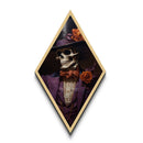 Skeleton in Purple Suit with Roses Diamond Shaped Art Canvas Art Print Romantic Gothic Halloween Dark Dandy Wall Decor