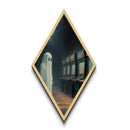 Vintage Ghost in Abandoned Arcade Diamond Shaped Art Canvas Art Print Halloween Gothic Vaporwave Spooky Gamer Aesthetic