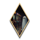 Arcade Ghost Lurking in Shadows Diamond Shaped Art Canvas Embossed Print Halloween Ghostcore Creepy Vaporwave Vibes