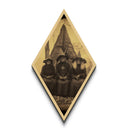 Elderly Witch Coven Portrait Diamond Shaped Art Canvas Embossed Print Witchcore Halloween Dark Academia Gothic Wall Art Decor