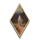 Ghost Among Cactus and Pumpkins Diamond Shaped Art Canvas Art Print Halloween Desert Haunting Spooky Cute October Aesthetic