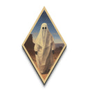 Ghost Walking the Desert Trail Diamond Shaped Art Canvas Embossed Print Halloween Paranormal Southwest Surreal Vintage Style