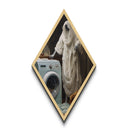 Haunted Spirit Doing Laundry Diamond Shaped Art Canvas Art Print Halloween Gothic Paranormal Ghostcore Dark Academia Aesthetic