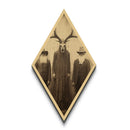 Haunting forest cult leader in stag skull and long robes posed in Diamond Shaped Art style on Halloween gothic Canvas Embossed Print canvas