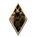 Gothic Halloween Diamond Shaped Art depicting vintage rabbit hybrid with gas mask rendered as haunting Canvas Embossed Print dark academia