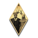 Antlered couple in eerie Victorian attire depicted in elegant Diamond Shaped Art on Canvas Art Print moody gothic Halloween home decor