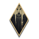 Long-faced creature with elongated ears and cloak captured in ghostly Diamond Shaped Art format as Victorian Canvas Embossed Print Halloween