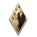 Gothic wedding couple with ram heads in sepia Diamond Shaped Art Canvas Embossed Print blending dark academia and Halloween surrealism