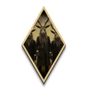 Dark academia forest cult members in suits Diamond Shaped Art Canvas Embossed Print echoing eerie Victorian Halloween mythology