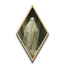 You Caught Me! Silly Ghost In A Sheet, Framed Canvas Art Print, Canvas Embossed Dark Academia Wall Art, Halloween Art