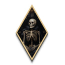 Diamond Shaped Art Skeleton Gothic Wall Decor, Dark Academia Memento Mori Canvas Embossed Print, Victorian Halloween Artwork