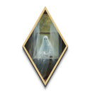 Diamond Shaped Art Ghost at Window Canvas Embossed Print, Dark Academia Halloween Wall Decor, Gothic Spirit in Haunted House Scene