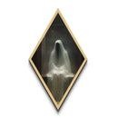 Diamond Shaped Art Phantom Figure Canvas Embossed Print, Dark Academia Halloween Wall Decor, Gothic Veiled Spirit Paranormal Painting