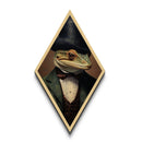 Dapper Victorian Lizard Portrait, Diamond Shaped Canvas Textured Art Print, Cute Halloween Animal Print, Halloween Wall Art
