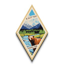 Katmai National Park Diamond Shaped Adventure Poster Canvas Artwork Print, Canvas Wall Art, Travel Present, Alaska Travel Art