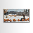 Cowboy Sipping Coffee Autumn Decor Framed Canvas Print Perfect Above Sofa Wall Art Western Home Decor Moody Fall Artwork Rustic