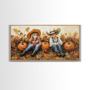 Framed Canvas Print Cowboy On Horse Overlooking Fall Mountain Peaks Western Horse Rider Autumn Scenic Wall Art Fall Colors