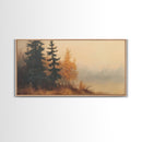Leaves In Autumn, Framed Canvas Print, Watercolor Landscape Painting, Fall Centerpiece Wall Art