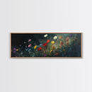 Wildflowers At Midnight Framed Canvas Print, Moody Decor, Boho Minimalist Wall Art, Modern Art, Floral or Botanical Wall Art