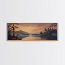 Moody Landscape Painting Print, Framed Canvas Print, Subdued Art, Dark and Stormy Landscape Painting, Panoramic Ultra Wide Wall Art