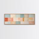 Midcentury Modern Style Abstract Square, Framed Canvas Print, MCM Modern Wall Art, Pastel Colors, Large Horizontal Wall Art Print