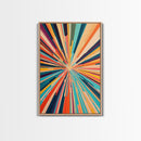 MCM Mid Century Modern Retro Canvas Print Modern Wall Art Narrow Vertical Geometric Home Decor Art in Teal, Coral Yellow