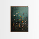 Dark & Moody Wild Flowers Print, Framed Canvas, Boho Decor, Wildflowers in a Rain Storm, Modern Farmhouse, Rustic Decor